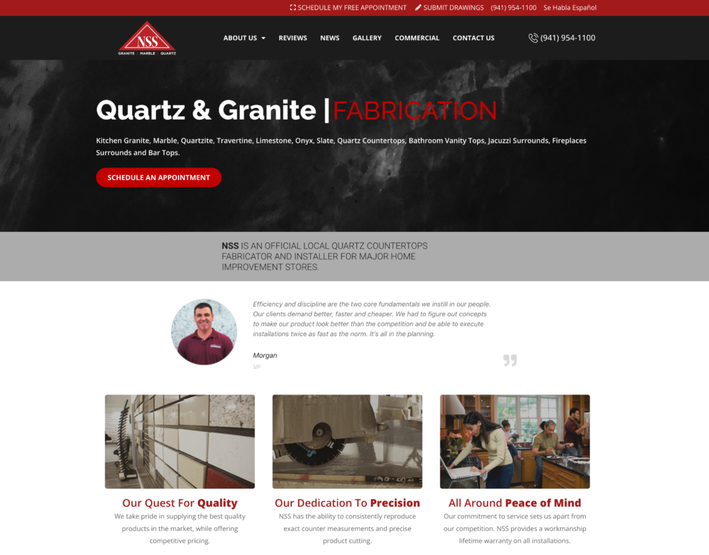NSS Granite, Marble, and Quartz Website Design